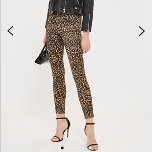 Topshop Leopard Print Satin Jamie Jeans